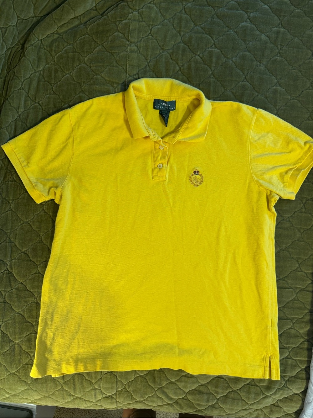 Lauren Ralph Lauren Yellow Men's Polo with Embroidered Crest